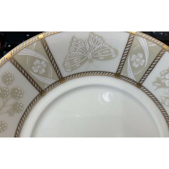 2 Mikasa Fine China Saucer Plates Nature's Theme Nancy Green Beige Gold Japan 6" - Picture 3 of 8